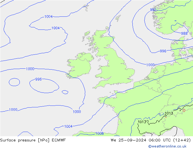 приземное давление ECMWF ср 25.09.2024 06 UTC