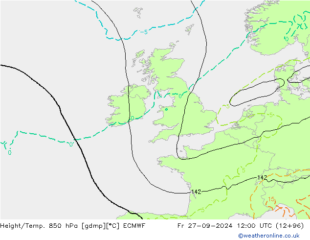 Z500/Rain (+SLP)/Z850 ECMWF vie 27.09.2024 12 UTC