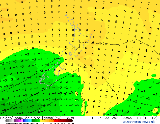 Z500/Rain (+SLP)/Z850 ECMWF Ter 24.09.2024 00 UTC