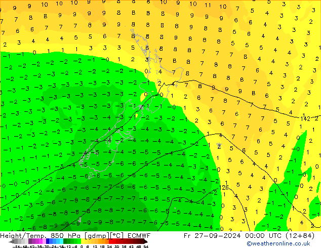 Z500/Rain (+SLP)/Z850 ECMWF Fr 27.09.2024 00 UTC