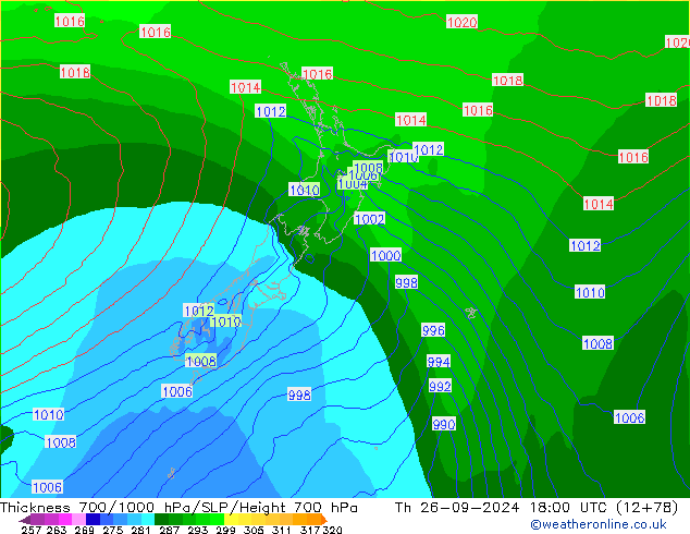 Thck 700-1000 hPa ECMWF Th 26.09.2024 18 UTC