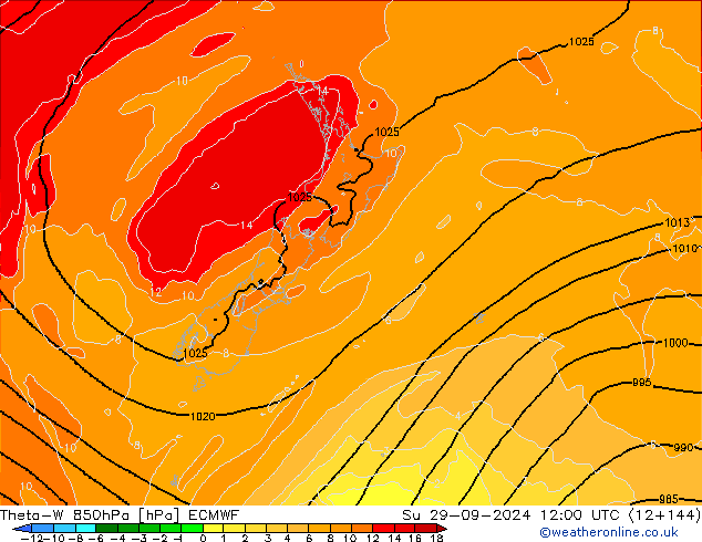 Theta-W 850hPa ECMWF dom 29.09.2024 12 UTC