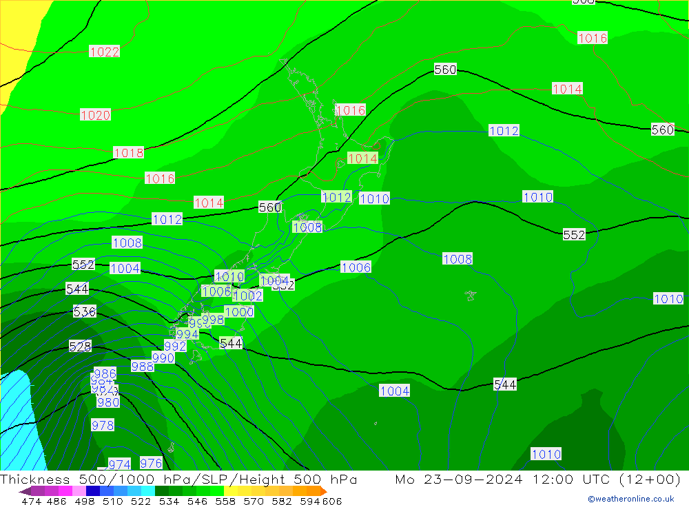 Thck 500-1000hPa ECMWF  23.09.2024 12 UTC