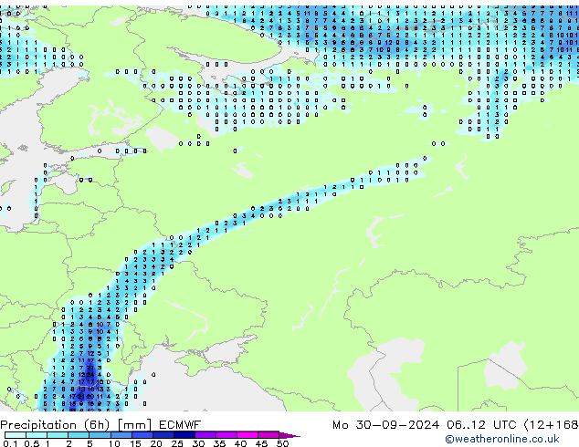 Z500/Rain (+SLP)/Z850 ECMWF Mo 30.09.2024 12 UTC