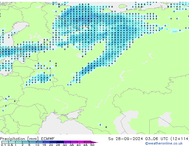 Precipitation ECMWF Sa 28.09.2024 06 UTC