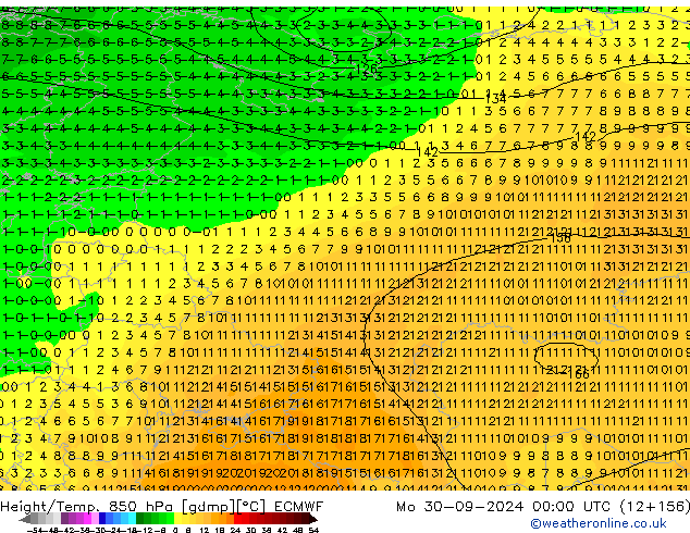 Z500/Yağmur (+YB)/Z850 ECMWF Pzt 30.09.2024 00 UTC