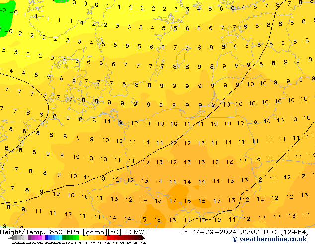 Z500/Rain (+SLP)/Z850 ECMWF Sex 27.09.2024 00 UTC