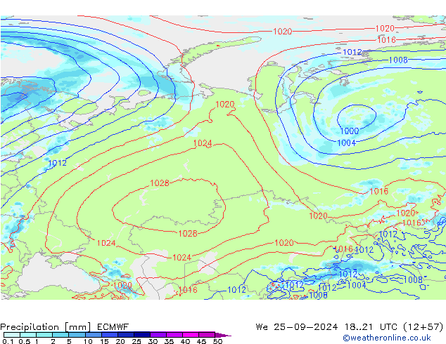 precipitação ECMWF Qua 25.09.2024 21 UTC