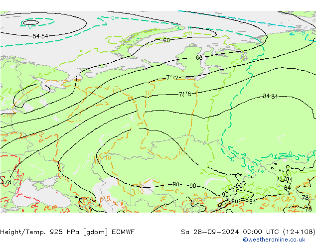 Geop./Temp. 925 hPa ECMWF sáb 28.09.2024 00 UTC