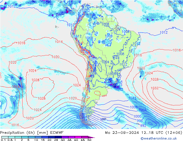 Z500/Rain (+SLP)/Z850 ECMWF Mo 23.09.2024 18 UTC