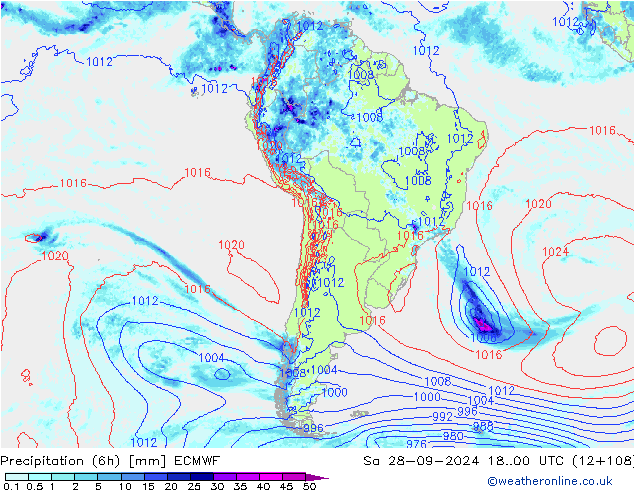 Z500/Rain (+SLP)/Z850 ECMWF сб 28.09.2024 00 UTC