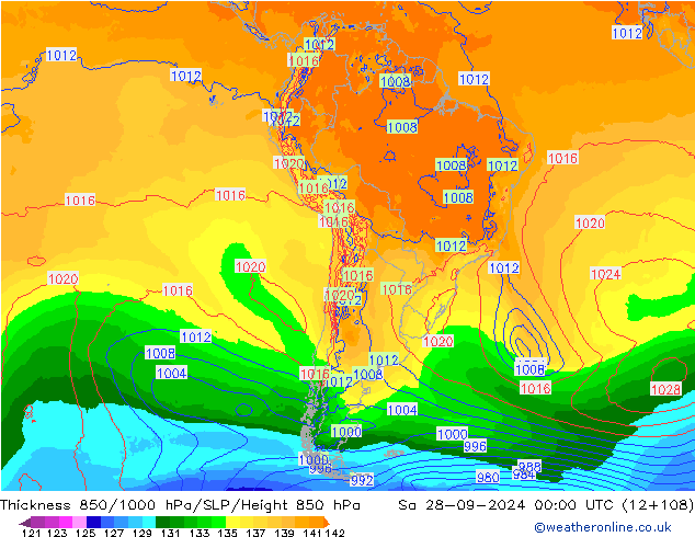 Thck 850-1000 hPa ECMWF  28.09.2024 00 UTC