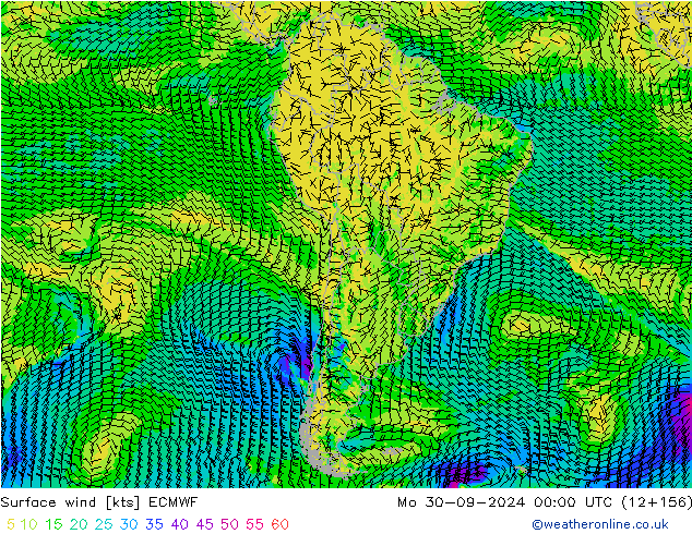 Surface wind ECMWF Mo 30.09.2024 00 UTC