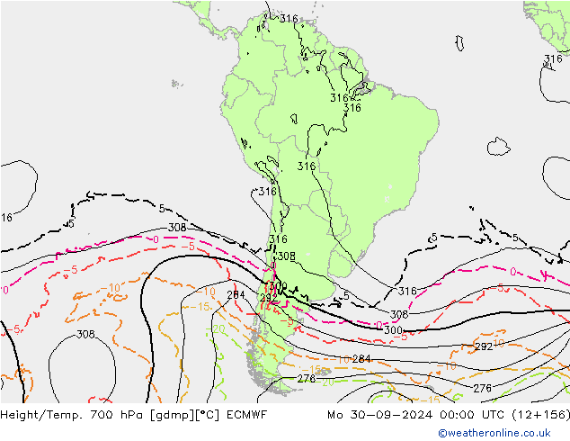 Height/Temp. 700 hPa ECMWF Mo 30.09.2024 00 UTC