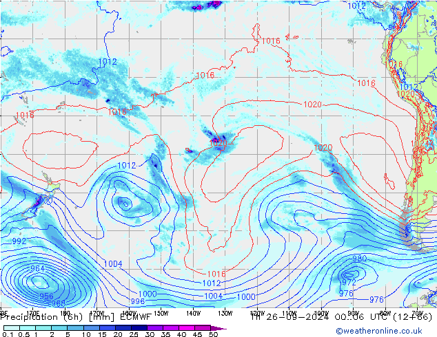 Z500/Rain (+SLP)/Z850 ECMWF jue 26.09.2024 06 UTC