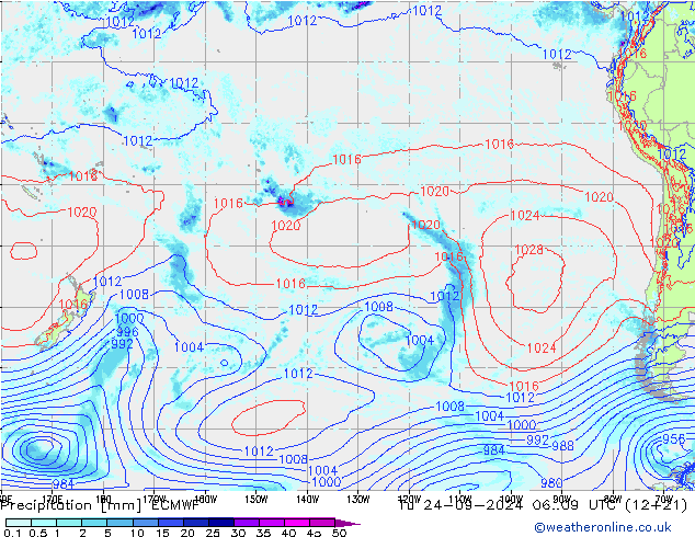 Srážky ECMWF Út 24.09.2024 09 UTC