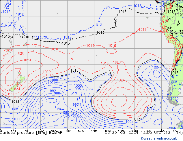 pressão do solo ECMWF Dom 29.09.2024 12 UTC