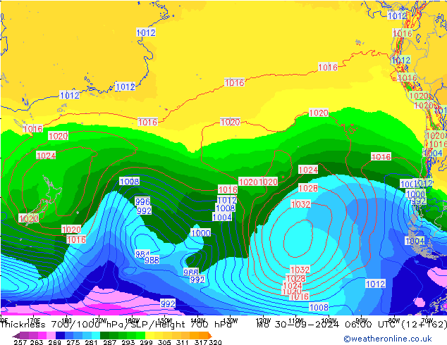 Thck 700-1000 hPa ECMWF Mo 30.09.2024 06 UTC