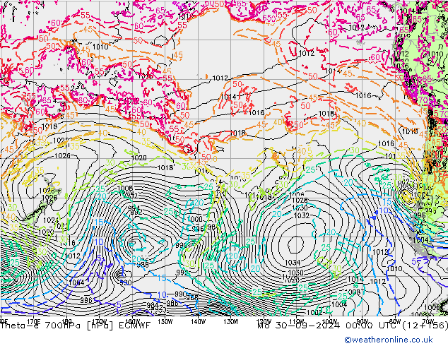 Theta-e 700hPa ECMWF Seg 30.09.2024 00 UTC