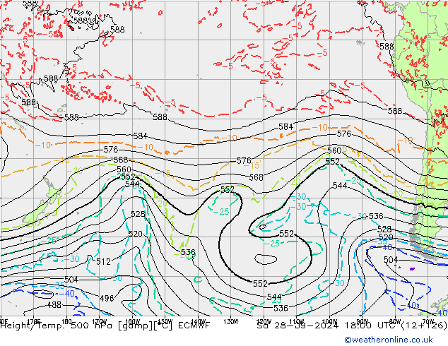 Z500/Rain (+SLP)/Z850 ECMWF so. 28.09.2024 18 UTC