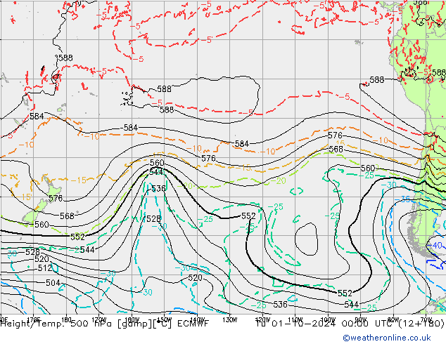 Z500/Rain (+SLP)/Z850 ECMWF Tu 01.10.2024 00 UTC