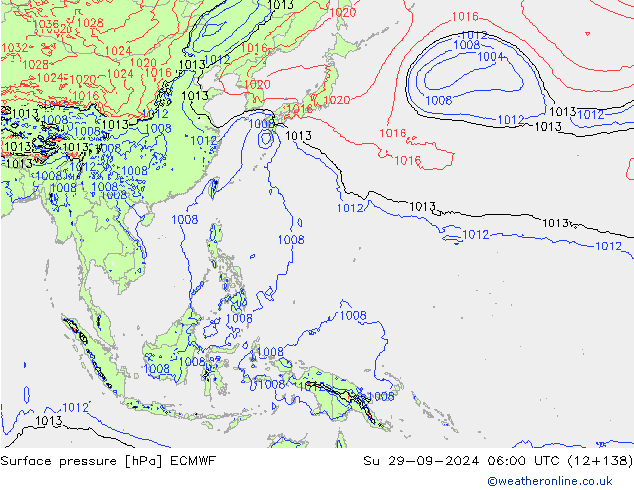 Surface pressure ECMWF Su 29.09.2024 06 UTC