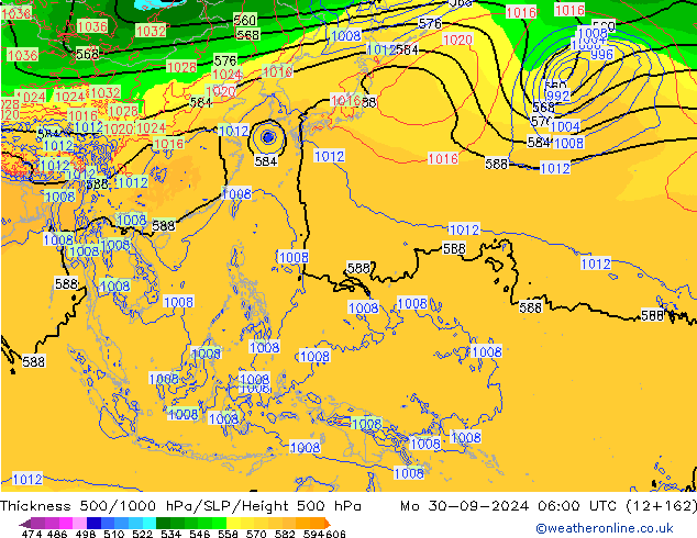 Thck 500-1000hPa ECMWF Mo 30.09.2024 06 UTC