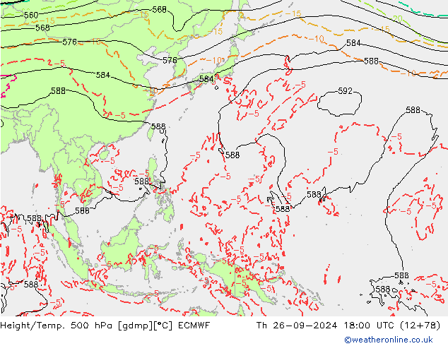 Z500/Yağmur (+YB)/Z850 ECMWF Per 26.09.2024 18 UTC