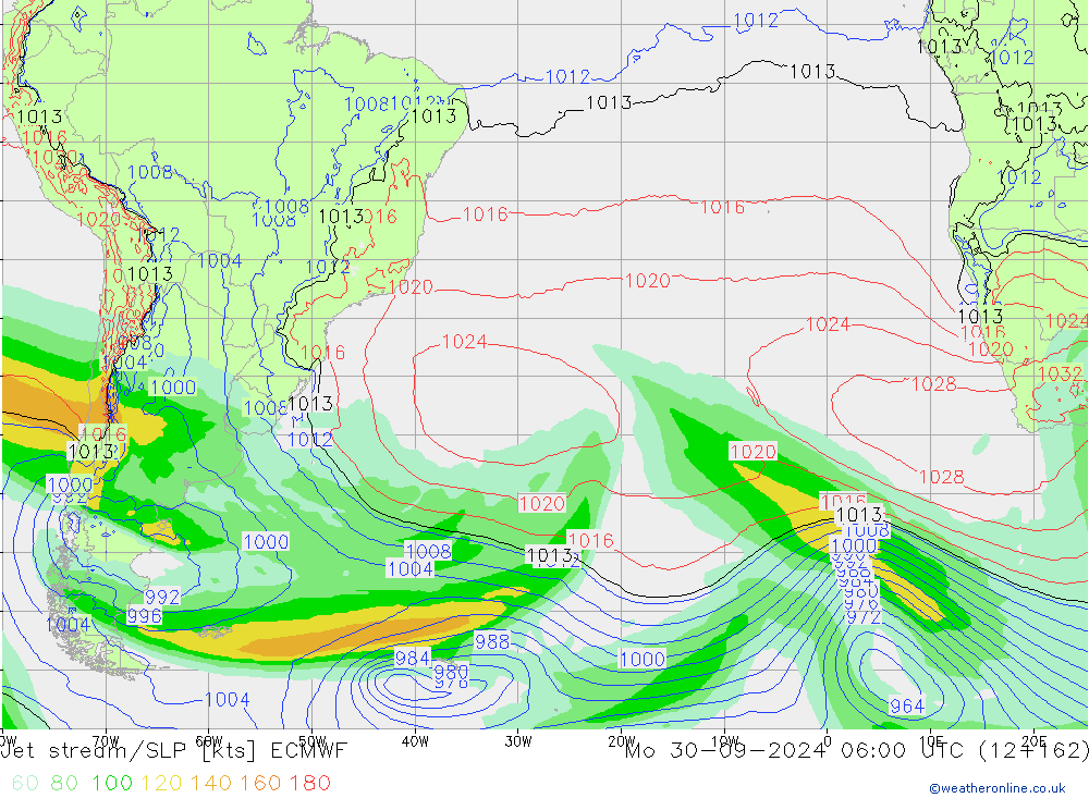 Jet stream/SLP ECMWF Po 30.09.2024 06 UTC