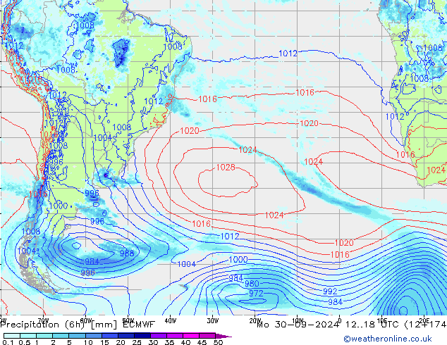 Z500/Rain (+SLP)/Z850 ECMWF lun 30.09.2024 18 UTC