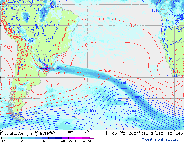 Neerslag ECMWF do 03.10.2024 12 UTC