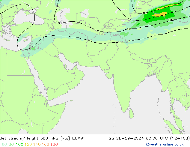 Jet stream/Height 300 hPa ECMWF So 28.09.2024 00 UTC