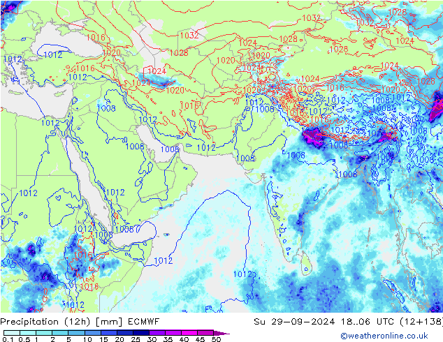 Precipitazione (12h) ECMWF dom 29.09.2024 06 UTC