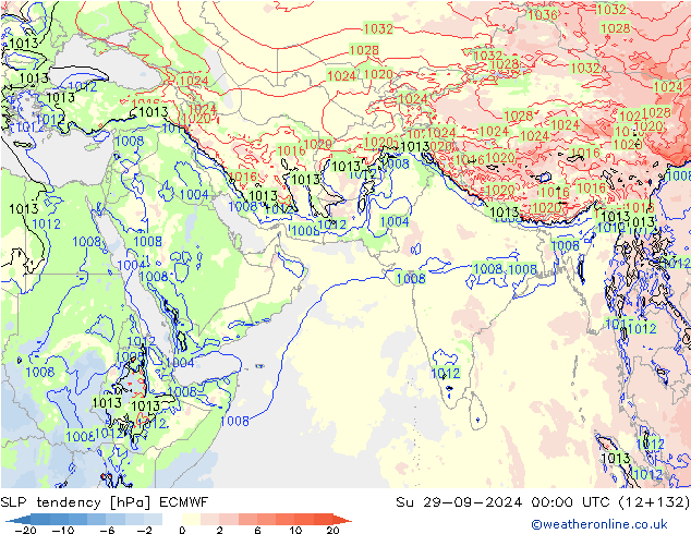 SLP tendency ECMWF Dom 29.09.2024 00 UTC