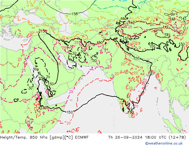 Z500/Rain (+SLP)/Z850 ECMWF Th 26.09.2024 18 UTC