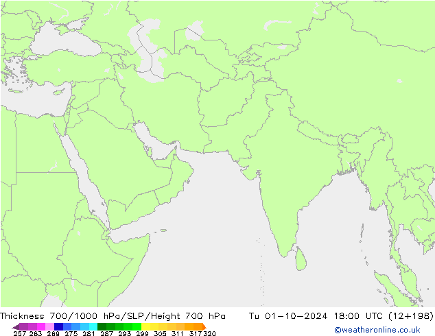 Thck 700-1000 hPa ECMWF  01.10.2024 18 UTC