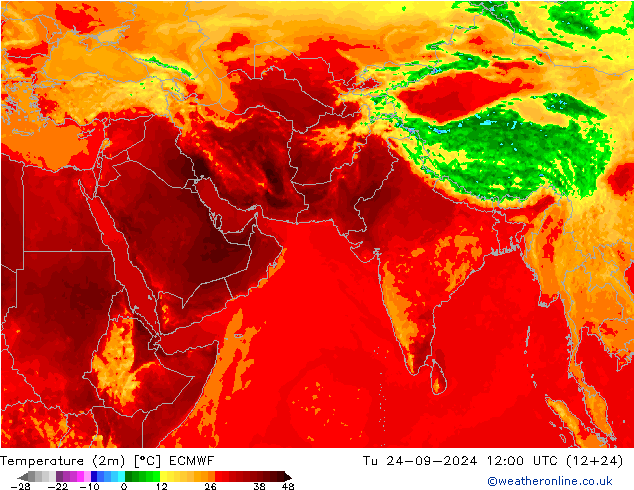 Temperatura (2m) ECMWF mar 24.09.2024 12 UTC