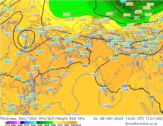 Thck 500-1000hPa ECMWF So 28.09.2024 12 UTC