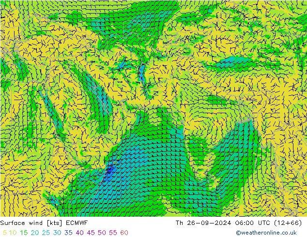 Wind 10 m ECMWF do 26.09.2024 06 UTC