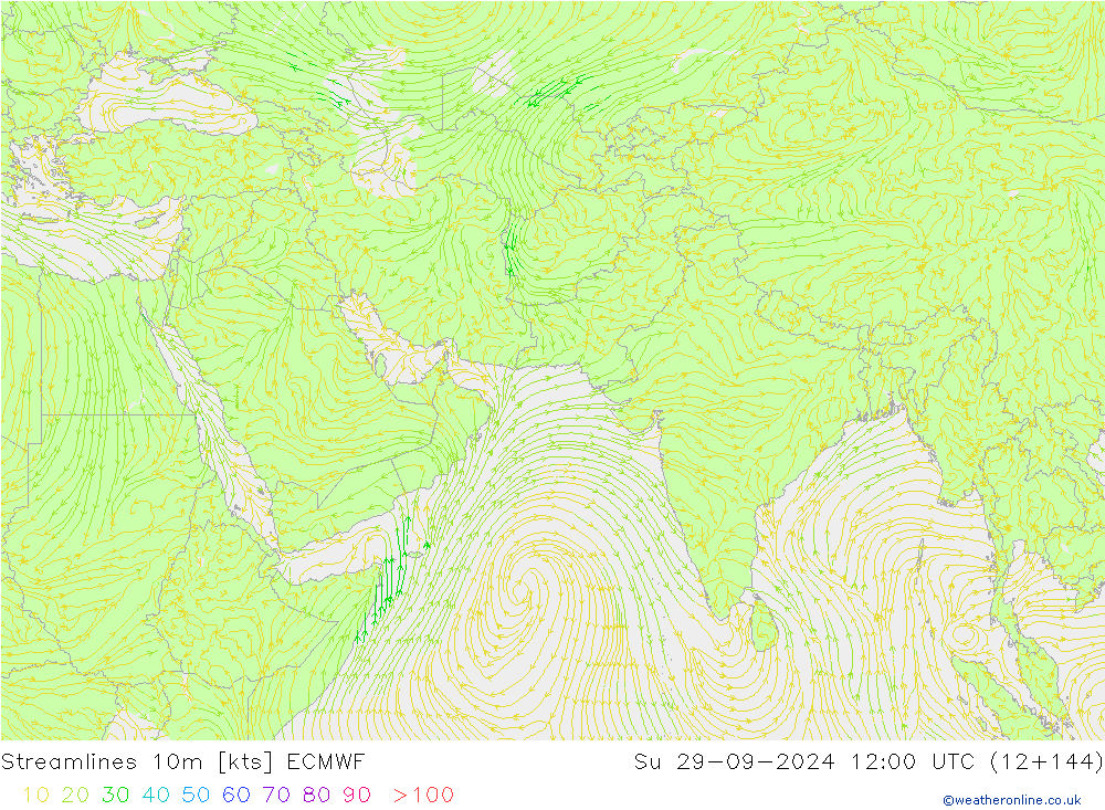 Stroomlijn 10m ECMWF zo 29.09.2024 12 UTC