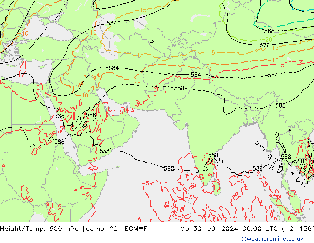 Z500/Rain (+SLP)/Z850 ECMWF пн 30.09.2024 00 UTC