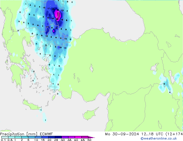 Precipitation ECMWF Mo 30.09.2024 18 UTC