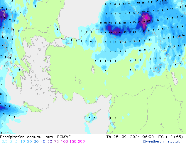 Precipitation accum. ECMWF Th 26.09.2024 06 UTC