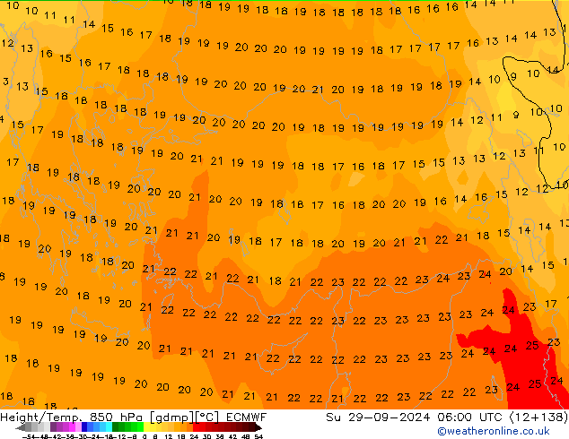 Z500/Yağmur (+YB)/Z850 ECMWF Paz 29.09.2024 06 UTC