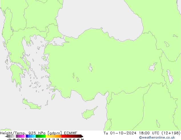 Geop./Temp. 925 hPa ECMWF mar 01.10.2024 18 UTC