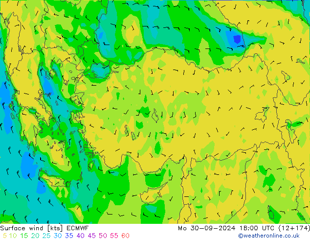 Surface wind ECMWF Mo 30.09.2024 18 UTC