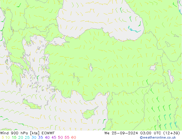 Viento 900 hPa ECMWF mié 25.09.2024 03 UTC