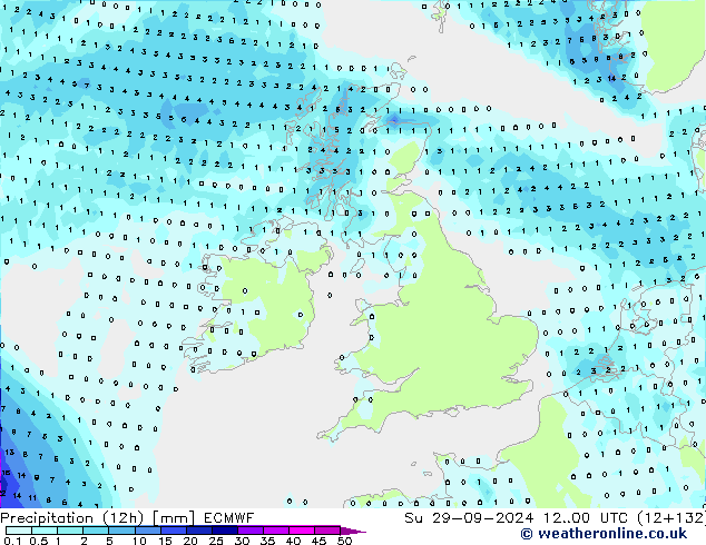 Precipitation (12h) ECMWF Ne 29.09.2024 00 UTC