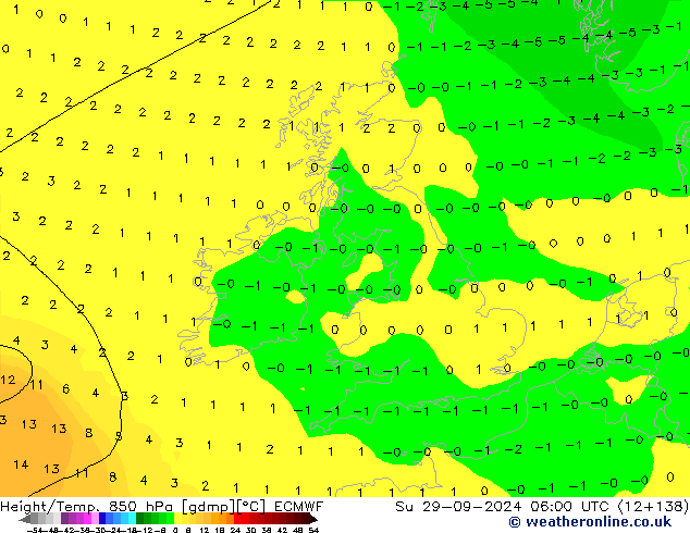 Z500/Yağmur (+YB)/Z850 ECMWF Paz 29.09.2024 06 UTC