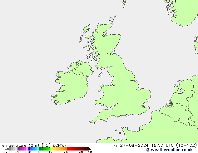 température (2m) ECMWF ven 27.09.2024 18 UTC